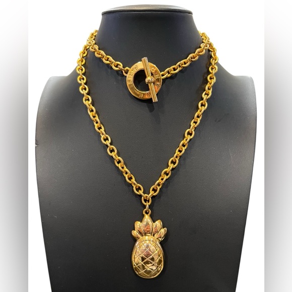 Celine Jewelry - Celine Gold-Plated Pineapple Pendant Toggle Necklace Or Belt